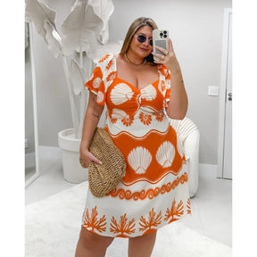 Vestido Conchas Exclusivo Laranja